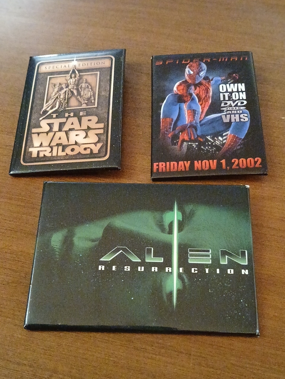Vintage Movie Pins Alien Resurrection, Star Wars, Spiderman Collectible
